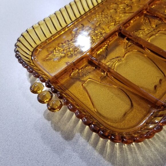 Vintage 5 Part Relish Tray‎ Indiana Glass Amber - Picture 5 of 7
